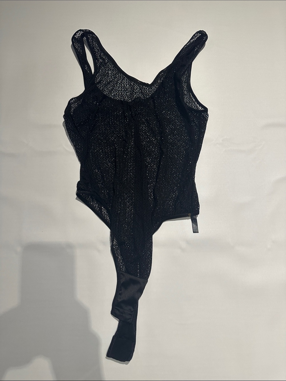 Anine Bing Black Sheer Lace Bodysuit
